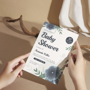 Watercolor Flower Baby Shower Invitation