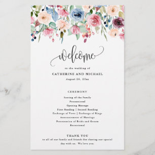 Watercolor Flower Blooms Border, Paper Program