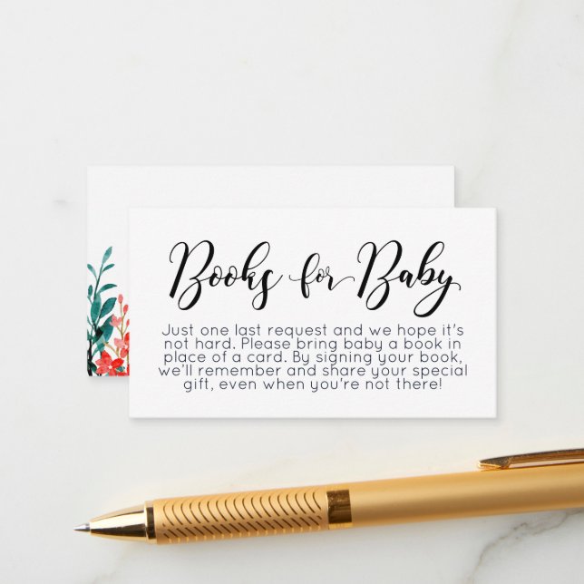 Watercolor Flower Books for Baby Enclosure Card (Front/Back In Situ)