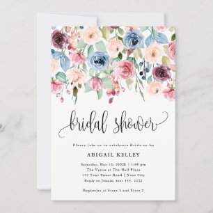 Watercolor Flower Border Bridal Shower Invitation