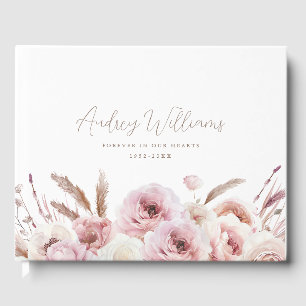 Watercolor, Flower Bouquet, Beige Guest Book