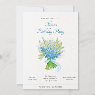Watercolor flower bouquet birthday invitation
