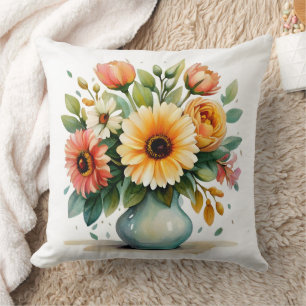 Watercolor Flower Bouquet  Cushion