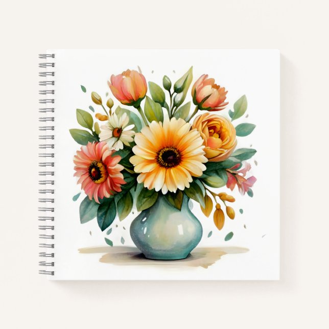 Watercolor Flower Bouquet  Notebook (Front)