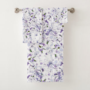 Watercolor flower bouquet of hydrangeas. bath towel set