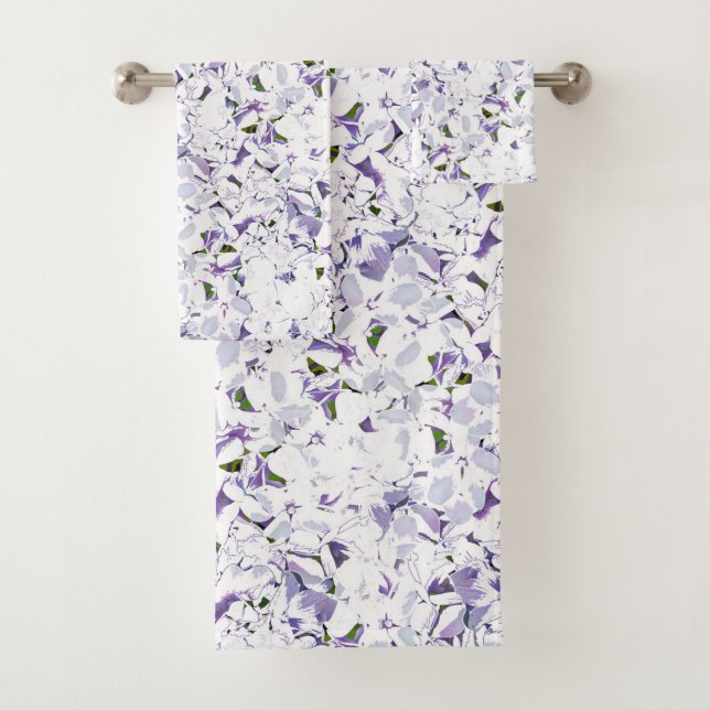Watercolor flower bouquet of hydrangeas. bath towel set (Insitu)