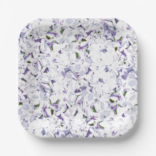 Watercolor flower bouquet of hydrangeas. paper plate