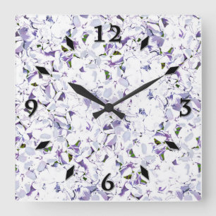 Watercolor flower bouquet of hydrangeas. square wall clock