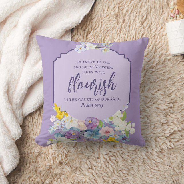 Watercolor Flower Bouquet Scripture Double Sided Cushion (Blanket)