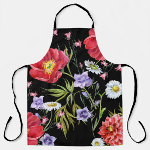Watercolor Flower Bouquet: Seamless Pattern Apron