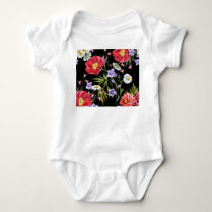 Watercolor Flower Bouquet: Seamless Pattern Baby Bodysuit
