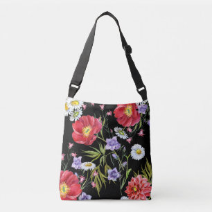 Watercolor Flower Bouquet: Seamless Pattern Crossbody Bag