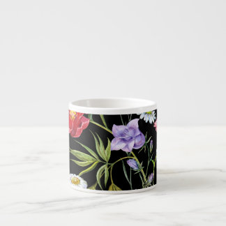 Watercolor Flower Bouquet: Seamless Pattern Espresso Cup