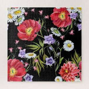 Watercolor Flower Bouquet: Seamless Pattern Jigsaw Puzzle