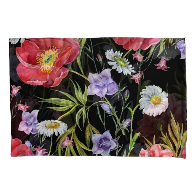 Watercolor Flower Bouquet: Seamless Pattern Pillowcase (Front)
