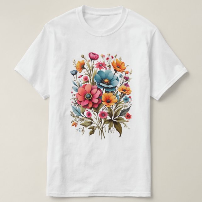 Watercolor Flower Bouquet T-Shirt (Design Front)