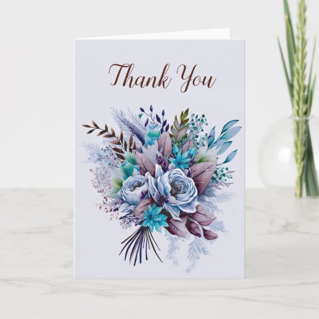 Watercolor Flower Bouquet  Thank You Card (Front)