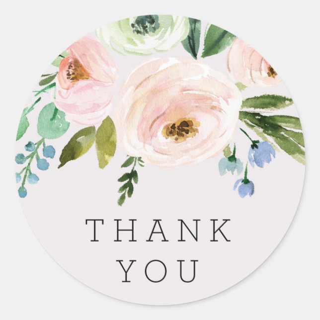 Watercolor Flower Bridal Shower Favour Sticker (Front)