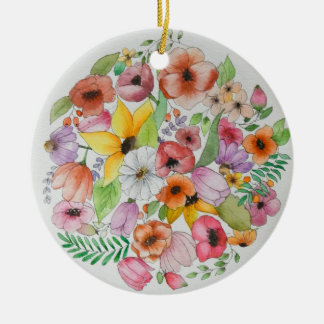 Watercolor flower  ceramic tree decoration