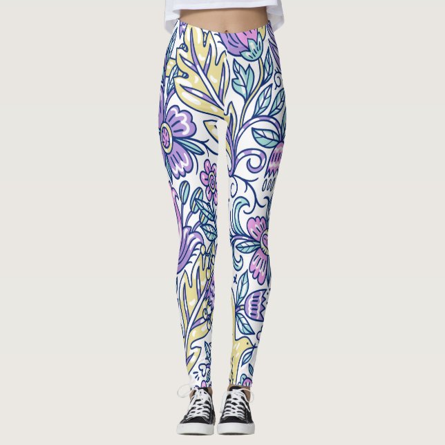 Watercolor Flower Colourful Nature Elegant   Leggings (Front)
