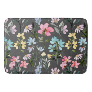 Watercolor Flower Colourful Vintage Bath Mat