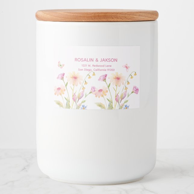 watercolor flower editable food label (Front)