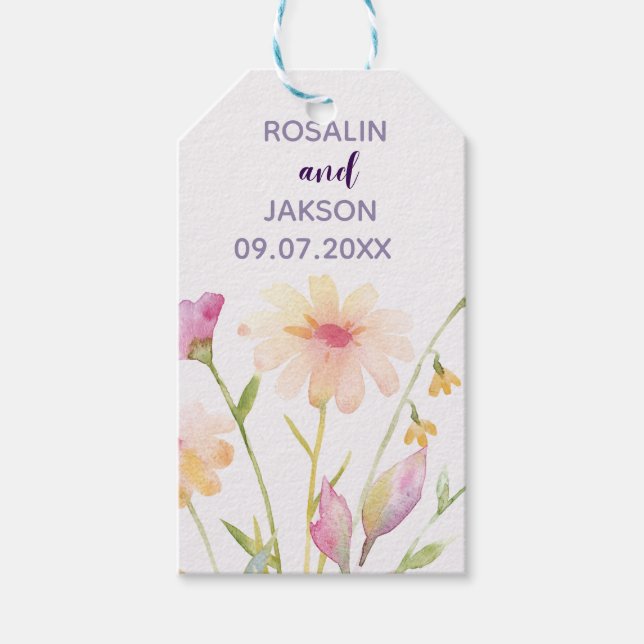 watercolor flower editable Invitation  Gift Tags (Front)