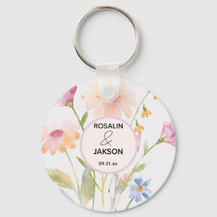 watercolor flower editable key ring