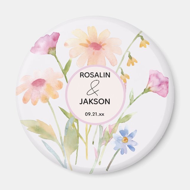 watercolor flower editable magnet (Front)