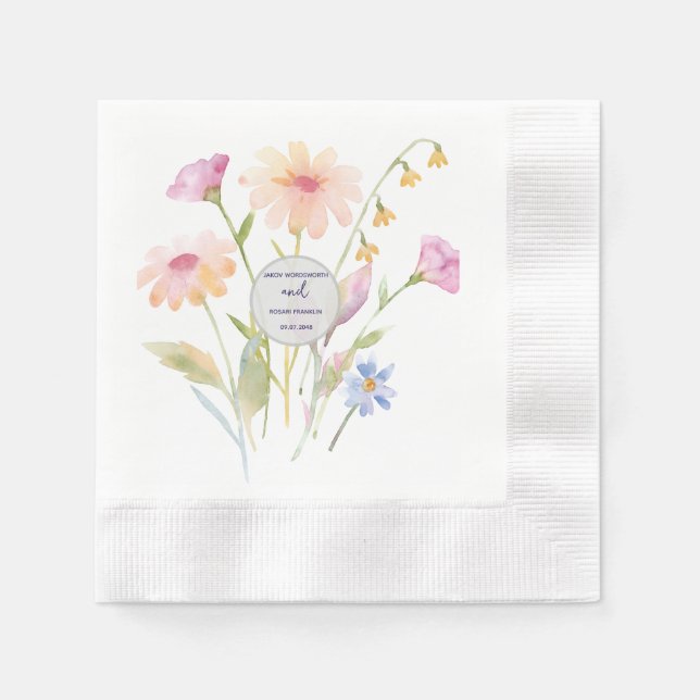 watercolor flower editable napkin (Front)