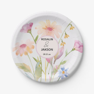 watercolor flower editable paper plate