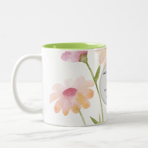 watercolor flower editable Two-Tone coffee mug
