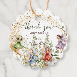 Watercolor Flower Fairies Glitter Script Thank You Favour Tags
