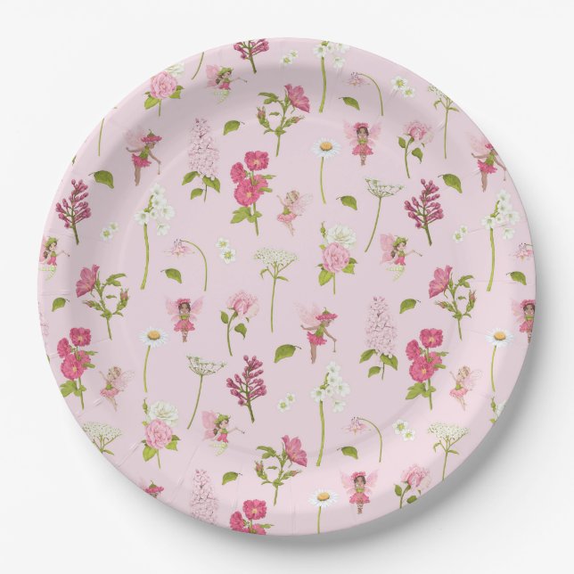 Watercolor Flower Fairy Paper Plate (Front)