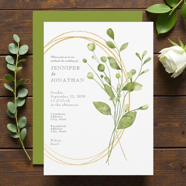 Watercolor Flower Floral Green Wedding Invitation (Creator Uploaded)