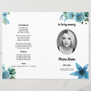 WATERCOLOR FLOWER   Funeral Program Template