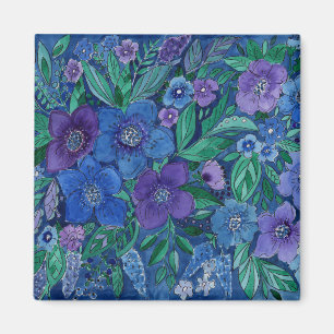 Watercolor, flower garden magnet