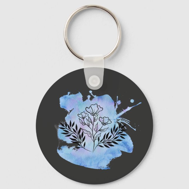 watercolor flower  key ring (Front)