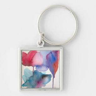 Watercolor flower modern floral art design key ring