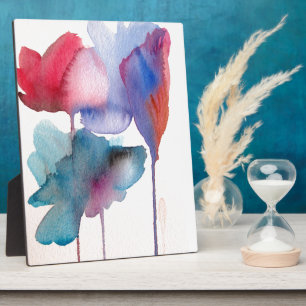 Watercolor flower modern floral art design plaque