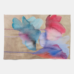 Watercolor flower modern floral art design tea towel