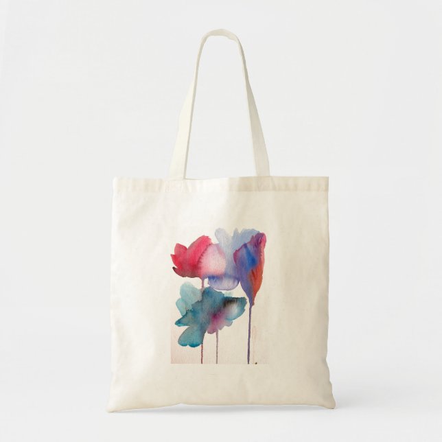 Watercolor flower modern floral art design tote bag (Front)
