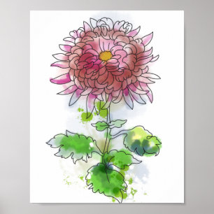 Watercolor flower, modern painting poster