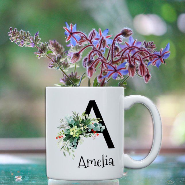 Watercolor flower monogram retirement coffee mug (Creator Uploaded)