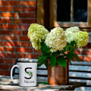 Watercolor flower monogram retirement coffee mug