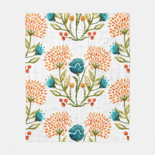 Watercolor flower motif background. Hand painted e Fleece Blanket