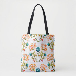 Watercolor flower motif background. Hand painted e Tote Bag