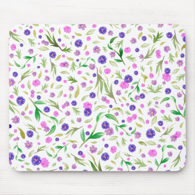Watercolor Flower Mouse Pad – Bright Gift for Her (Front)