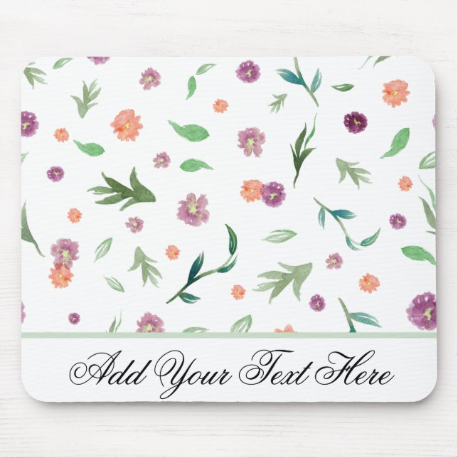 Watercolor Flower Mouse Pad – Custom Gift for Her (Front)