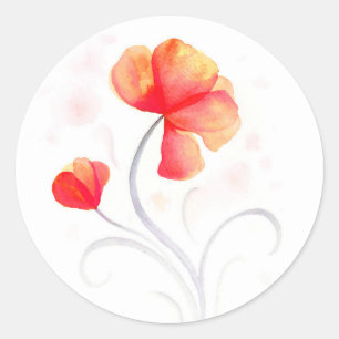 Watercolor flower orange wedding seal / sticker